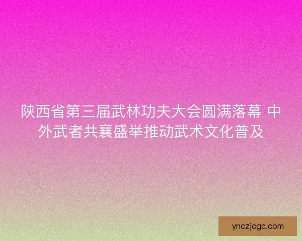 陕西省第三届武林功夫大会圆满落幕 中外武者共襄盛举推动武术文化普及 陕西省第三届武林功夫大会圆满落幕 中外武者共襄盛举推动武术文化普及